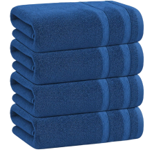 4 X Large Jumbo Bath Sheet Towels 100% Egyptian Cotton Big Bath Towels Set (Blue)