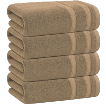 4 X Large Jumbo Bath Sheet Towels 100% Egyptian Cotton Big Bath Towels Set (Latte)