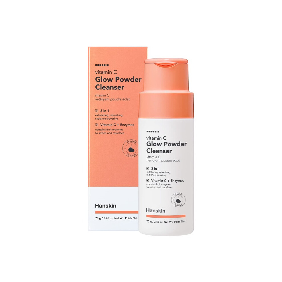 Hanskin Vitamin C Glow Powder Cleanser|Infused with Vitamin C and natural enzymes  - 70g
