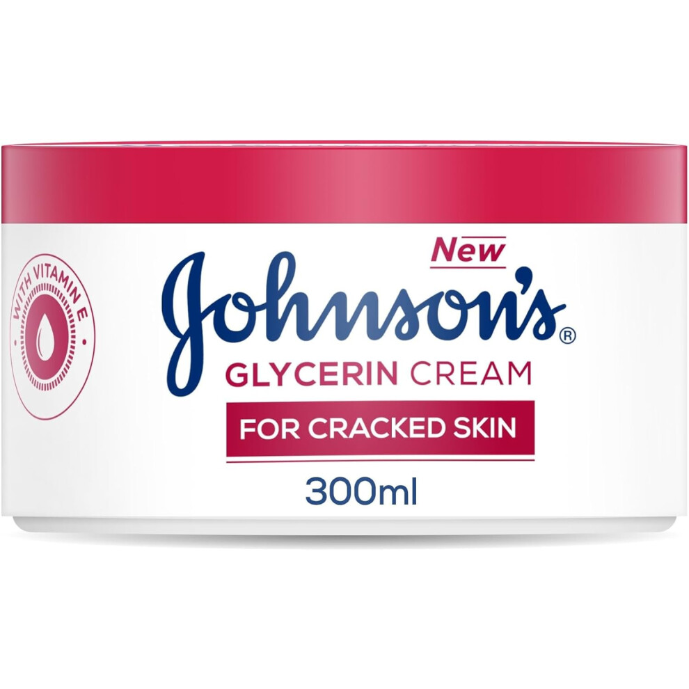 Johnson's Glycerin Cream For Cracked Skin Enriched With Vitamin E For Dry Cracked Areas, Soothing And Repairing Formula Helps To Relieve Cracks 300ml