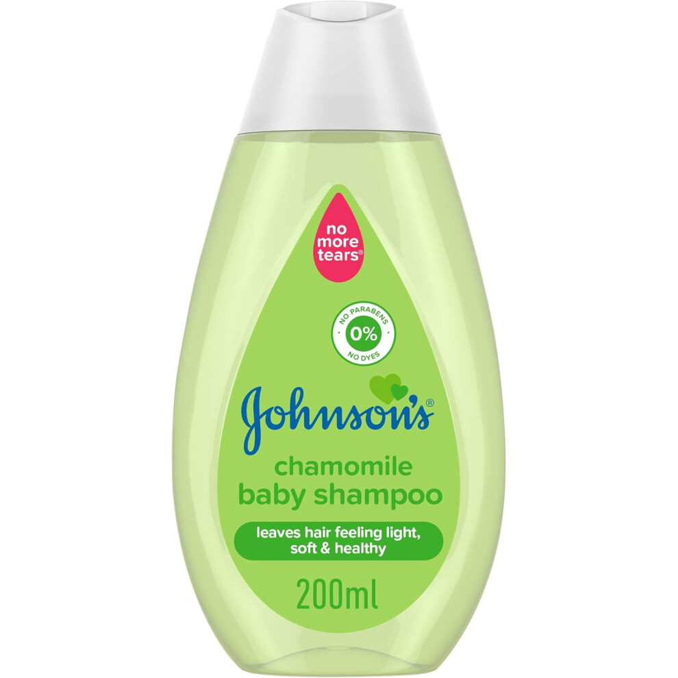 Johnson's Baby Shampoo Chamomile 200ml | Made with NO MORE TEARS Formula | Gentle to the Eyes as Pure Water | Free from Dyes, Parabens & Sulphates