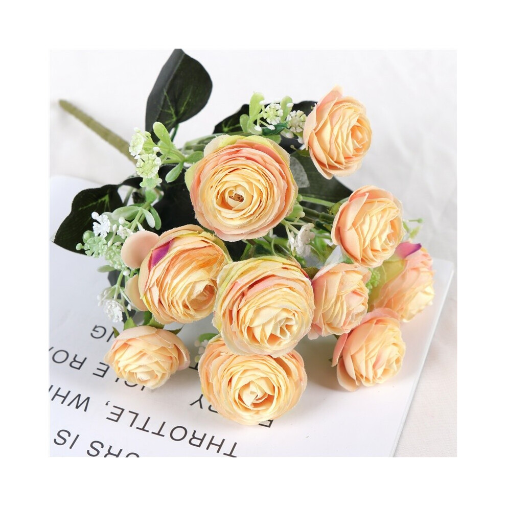 (Champagne) Artificial Rose Flower Bouquet With Silk Material For Decoration Wedding Home-image-OPC-PJ9RFNG-NEW