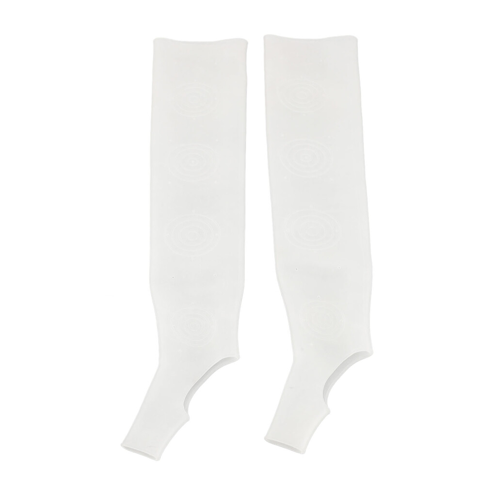 2pcs White SEBS Long Moisturizing Arm Sleeves with Thumb Hole, 15.75 x 3.74in
