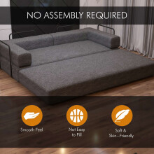 (Grey, 203cm) Modern Sofa Bed - No Assembly