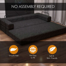 (Black, 203cm) Modern Sofa Bed - No Assembly