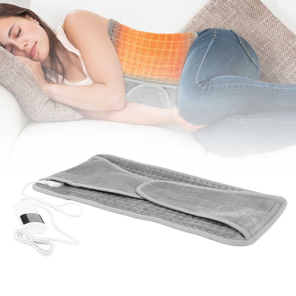 Electric Heated Waist Belt 9 Levels 75W 220V Micro Plush Silver Gray