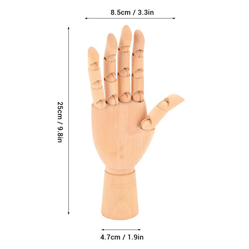 Modelo de mano de madera, mano derecha, dedos flexibles 1