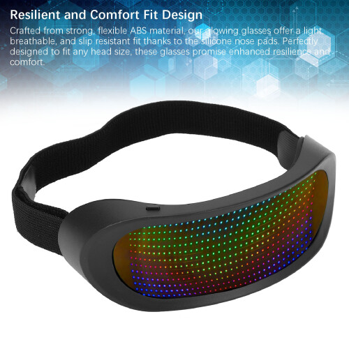 LED Light Up Glasses 12x36 Pixels, 4 Modes, APP Control, BT, Frameless 2