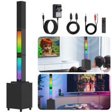 Bluetooth Soundbar with Subwoofer & RGB Lights 2.1 Channel Home Theater System, 45W Surround Sound,Wireless TWS TV Speaker with Remote Control