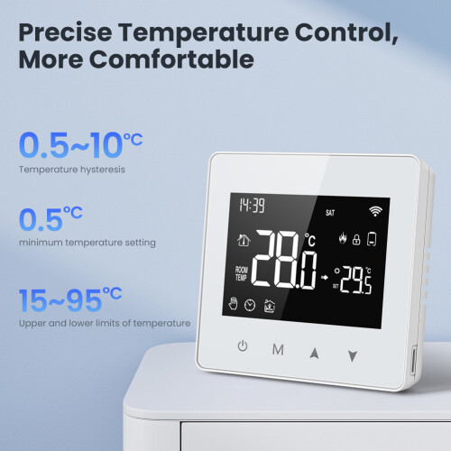 Battery-Powered WiFi Thermostat Alexa/Google Compatible LED Display 2