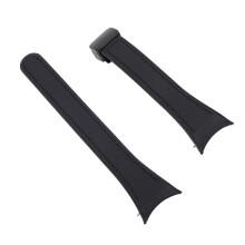 Silicone Fold Over Clasp Watch Band for Galaxy Watch 4-6, Slim Soft, Black