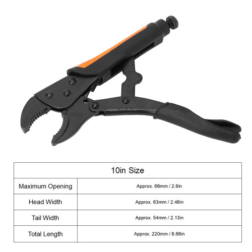 Heavy Duty 10in Locking Pliers with Adjustable Pressure Curved Jaw 1