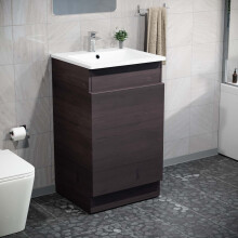 Nes Home 485mm Right Hand Dark Oak Vanity Unit with White Resin Basin