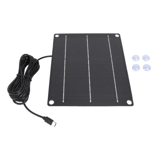6-Watt-Solarpanel-Ladegerät, 6 V, Type-C, Schwarz 1
