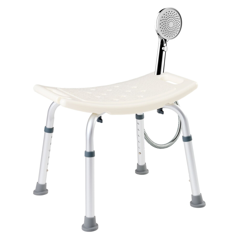 Arebos Shower Stool | Height Adjustable | Aluminum Frame | Anti-Slip Rubber Feet | Seat With Safety Handles | Shower Bath Chair Seat Stool