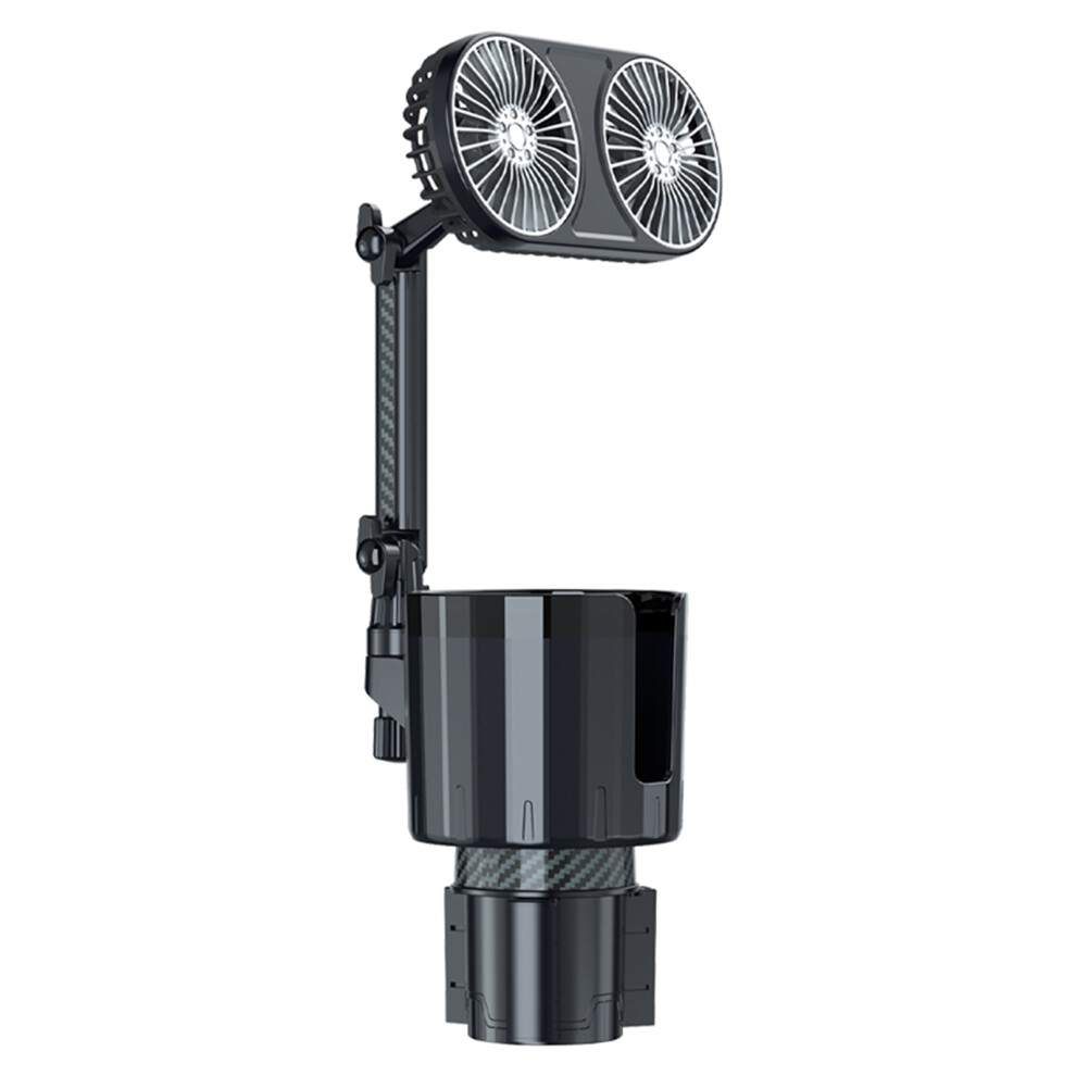 12V/24V Dual Head Car Fan: 360 Rotation 3 Speeds Usb Colorful Lights 3451331280833