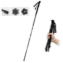Aluminum Alloy Trekking Poles 0.36-1.30m Lightweight Hiking Stick Black