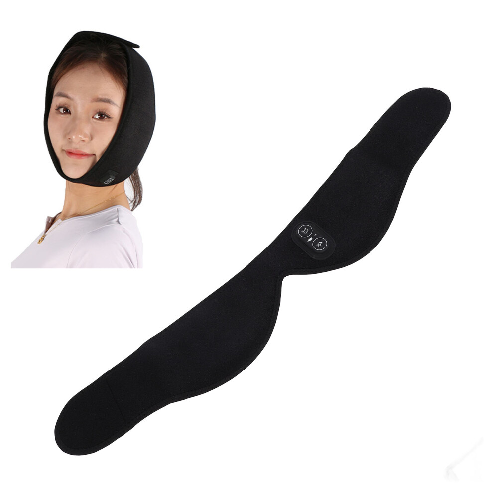 Electric Heating Vibration Jaw Strap, 3Gears Massage, 72x12cm Black