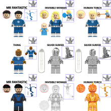 (9PCS Fantastic Four) 45PCS Fantastic Four Human Torch Stone Man Minifigures Building Blocks Fit Lego Kid Toys