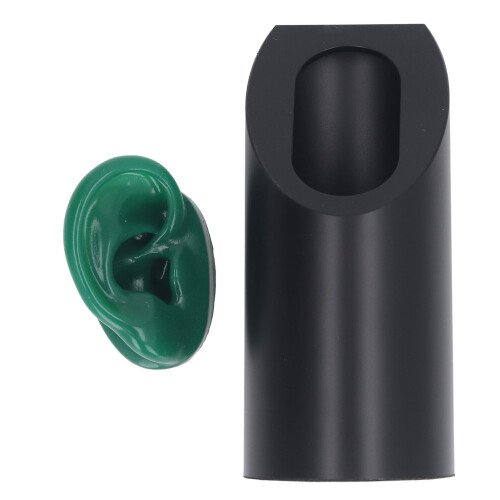 Modèle d’oreille en silicone - droite, verte et souple, avec support 1