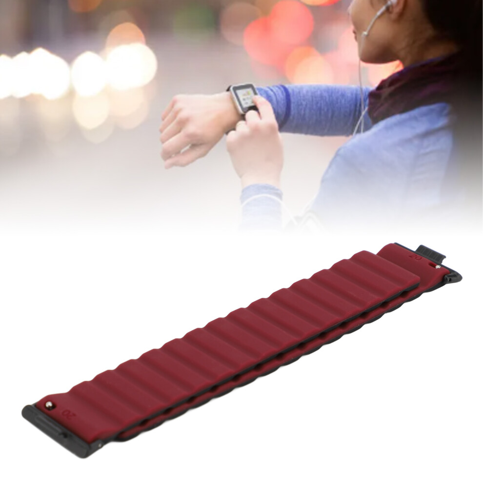 Strong Magnet Silicone Sport Watch Band 20Cm Black/Wine Red 8461331317465