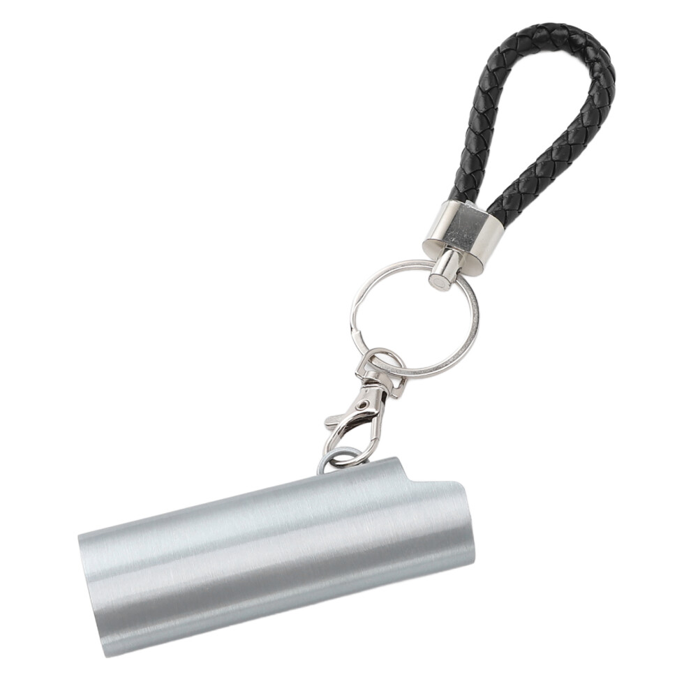 Aluminum Alloy Lighter Holder Keychain with Spring Clip, Silver