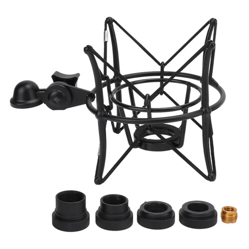 Shock mount per microfono in lega di zinco 5/8-3/8 dado nero 1