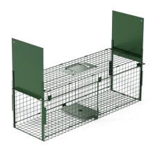 Qianruida Cage Trap 80 x 26 x 26cm Reusable Live Trap with 2 Entrances for Martens, Cats, Foxes, Raccoons