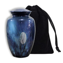 eSplanade Cremation Urn Memorial Human Ashes Container Jar Pot | Burial Funeral Urns | Blue Sky Moon- 10" Inches (Full Size)
