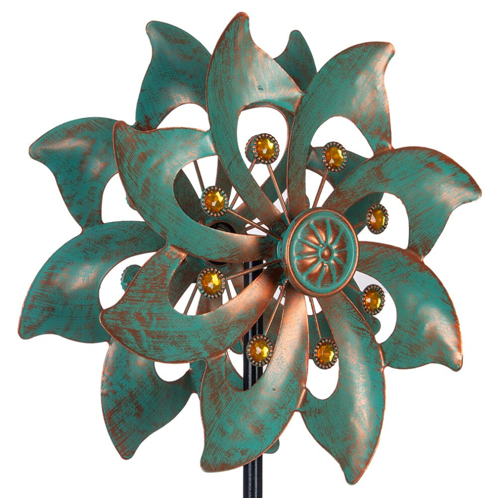 VEWOGARDEN Garden Decor Wind Spinners, Small Waterproof Metal Pinwheels Wind Spinner for Yard and Garden 37 * 10inches (Double Blade)