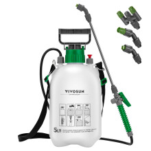 VIVOSUN 1.3 Gallon Pump Pressure Sprayer, 5L Pressurized Lawn & Garden Water Spray Bottle with 3 Water Nozzles, Adjustable Shoulder Strap, Pressure