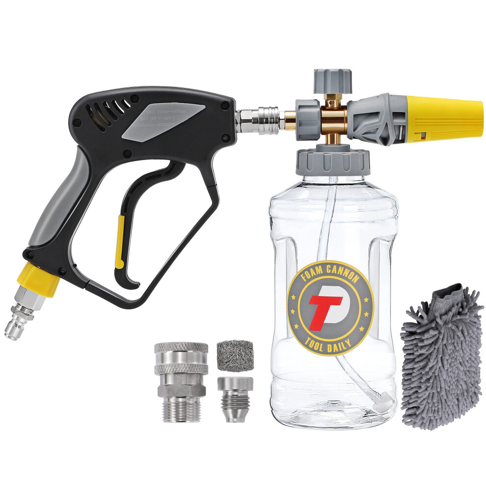 Tool Daily Foam Lance with Pressure Washer Gun 5000 PSI Quick Connector Swivel 3/4" Adjustable M22