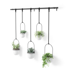 Umbra Hanging Planter, for Succulents, Herbs and Other Small Plants, Polypropylene Metal, Weiss, 5 Pots