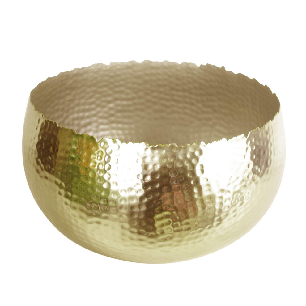 Leaf -7310 Large Metal Planter 32 X 20Cm Hammered Colour-Curvy Edge, 32Cm X 20Cm Gold