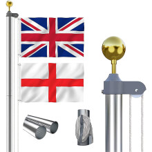 Thanaddo 20 FT Sectional Flag Pole Kit Extra Thick Aluminum Flagpole with 2 Flag, 2 Rope and Golden Ball Heavy Duty Outdoor In Grand Flag Pole for
