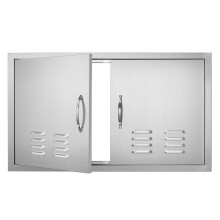 VEVOR BBQ Access Door, 914x534 mm Double Outdoor Kitchen Door, Stainless Steel Flush Mount Door, Wall Vertical Door with Handles and Vents, for BBQ