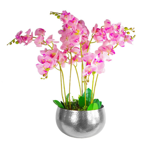 Leaf Leaf Large Straight Edge Hammered Metal Planter, Silver, 32cm x 20cm 1