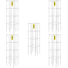 VEVOR Tomato Cages, 11.8" x 11.8" x 46.1", 5 Packs Square Plant Support Cages, Silver PVC-Coated Steel Tomato Towers for Climbing Vegetables, Plants,