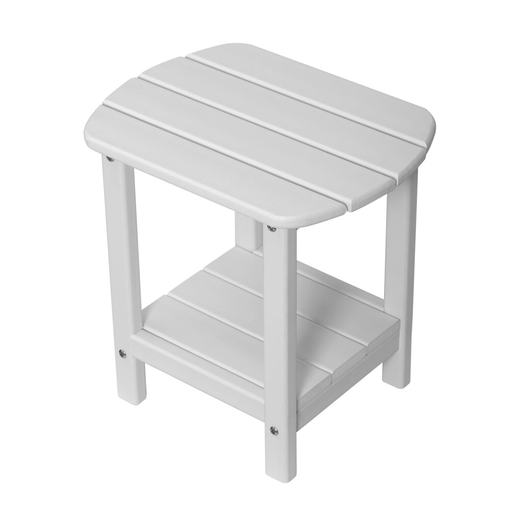 NALONE Adirondack Side Table 16.5" Outdoor Side Table HDPE Plastic Double Adirondack End Desk for Patio (White)-image-OPC-PJ9T687-NEW