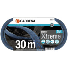 Gardena Liano Xtreme 1/2 inch, 30m set: Extremely robust textile garden hose, for indoor water taps, with PVC inner tube, lightweight,