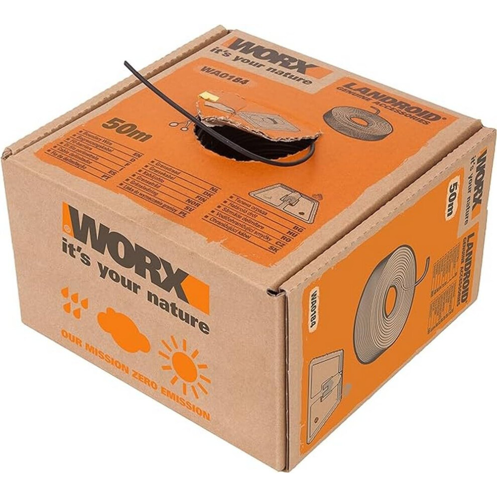 Worx Wa0184 Boundary Wire For Landroid Robotic Lawnmower - 50 M Sturdy Boundary Cable For Limiting The Mowing Area - Neat Mowing - Ideal Accessory For