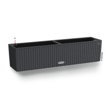 Lechuza Self Watering Plant Pot BALCONERA Cottage 80 Indoor and Outdoor Flower Rattan Look Plastic Plant Pot and Window Box with Drainage Hole H19 L80