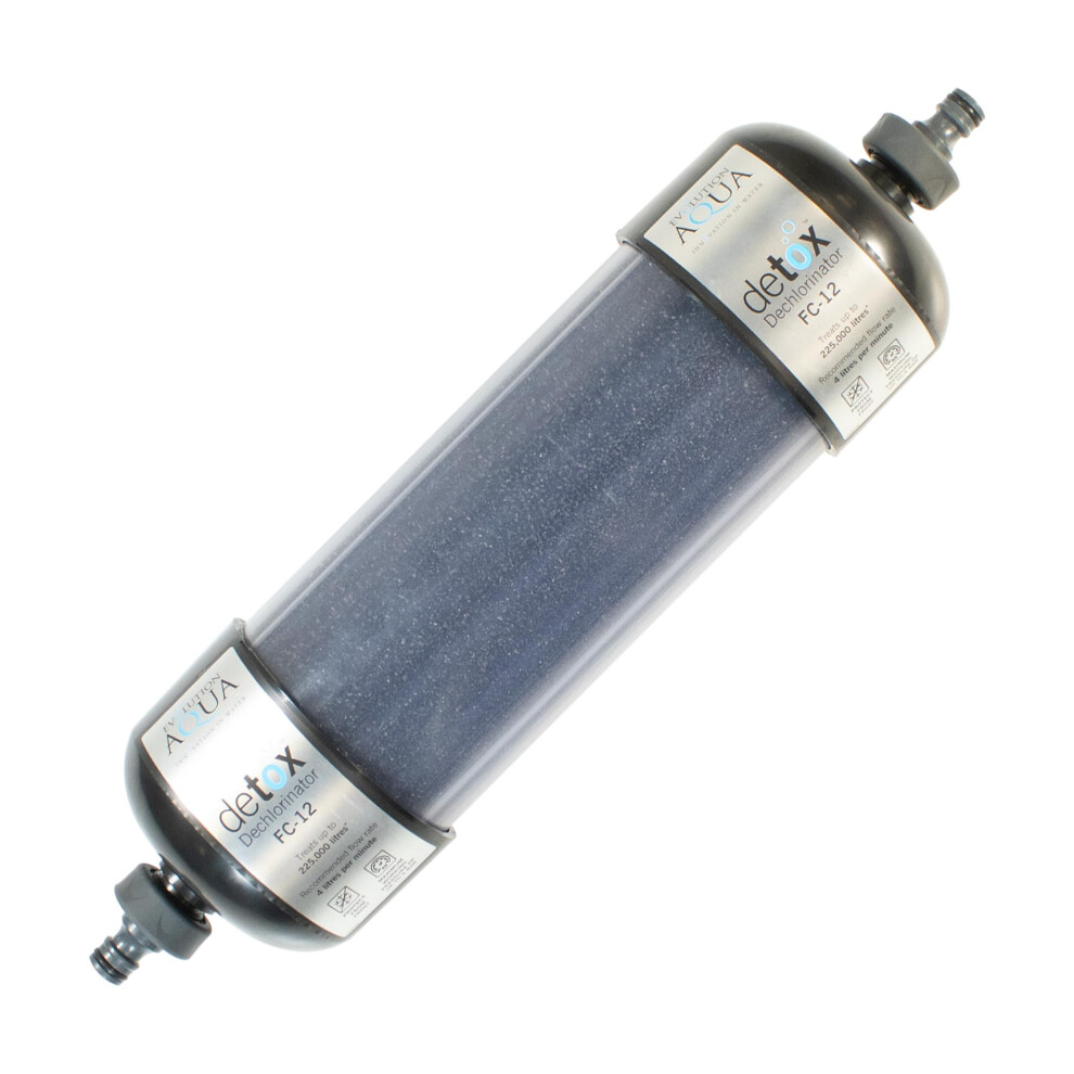 Evolution Aqua Pond Dechlorinator for Fish Ponds ? Activated Carbon Chlorine Remover Garden Hose Inline Water Filter for Pond Tap Water Treatment /