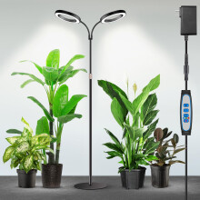 Garpsen Halo Grow Lights, Dual-Head Full Spectrum LED Plant Lights for Indoor Growing with Stand, 3 Color Modes Grow Lamp with Timer 6/12/16H, 5