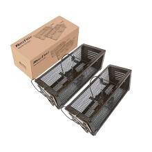 RatzFatz Humane rat traps, 2 Pcs Rat Cage Traps, Reusable Live-Catch Mousetrap, Adjustable Sensitivity, No Kill, for Indoor & Outdoor Use, Suitable