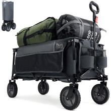 TIMBER RIDGE Festival Trolley on Wheels with Adjustable Handle, 135L Collapsible Wagon Cart for Camping Outdoor Picnic Beach Garden, Heavy Duty