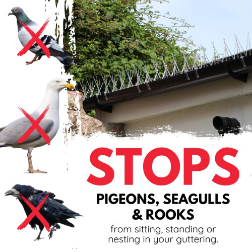 Defender Bird Spikes | Gutter Pack for Seagulls & Pigeons | Ready Assembled | 9 Metre Pack 2