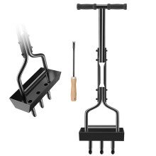 vanpein Lawn Aerator Coring Tool Plug Aeration Manual 3 Core with Core Collection Storage Box, Hollow Tine Plug Core Aerators for Compacted Soils and