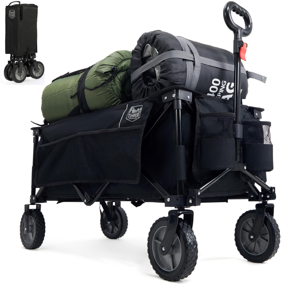 Photos - Outdoor Furniture TIMBER RIDGE Festival Trolley on Wheels,135L Folding Camping Wagon with Adjustable Handle & Cup Holder, Collapsible Beach Ca