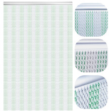 LYMMIYTC Chain Fly Screens 100 x 210cm Aluminium Chain Curtain for Doorways Decoration, Metal Fly Screens Insect Blinds Pest Control (Green & Silver)